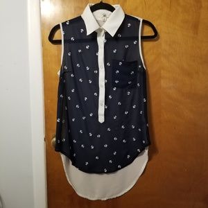 Botton Down Womens Shirt With Anchors